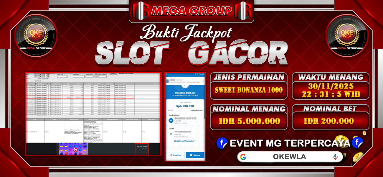 Bukti JP situs Okewla hari Minggu, 30 November 2025